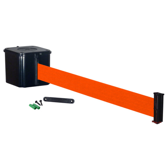 Wall Mount Retractable Barriers  30' long with orange belt no print